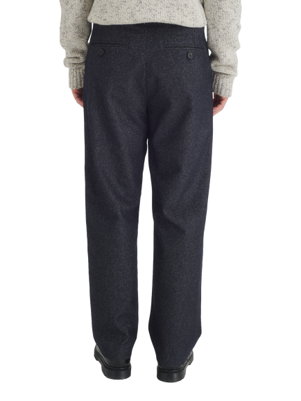 Maison Standards Saul Double-Pleated Wide-Leg Straight Cut Trousers, Blue - view 2, Blue