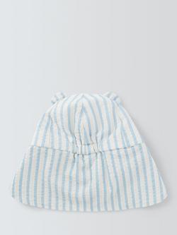 John Lewis Baby Stripe Keppie Cap, Blue - view 2, Blue