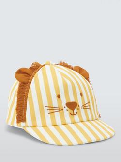 John Lewis Baby Lion Stripe Cap, Yellow, Yellow