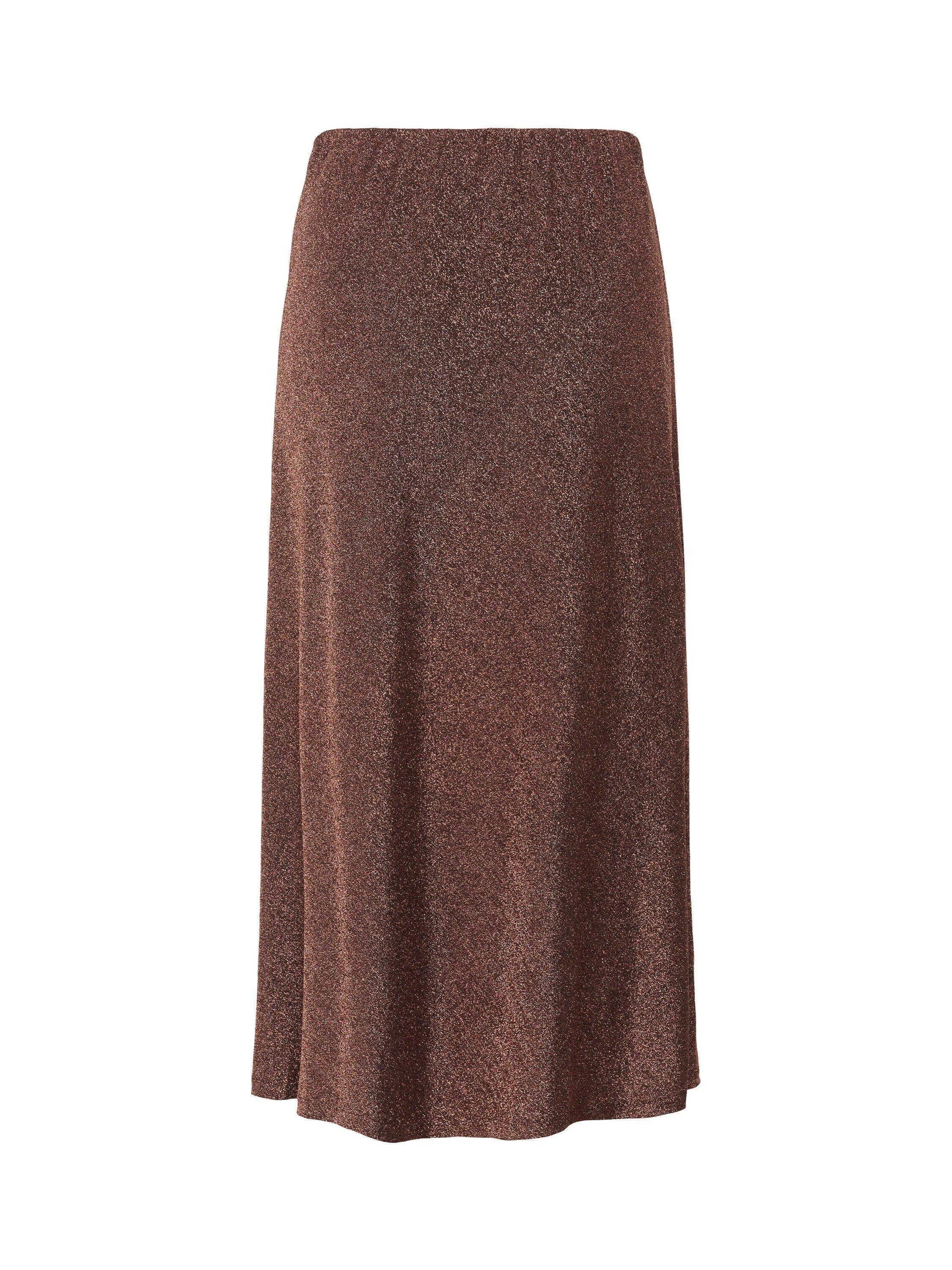 Product image 6 of 6, which shows Saint Tropez Noella Metallic Midi Skirt, Dark Oak, S