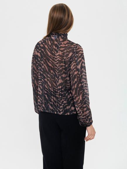 Saint Tropez Nesta Animal Print Blouse, Black Shifted Stroke - view 2, Black Shifted Stroke