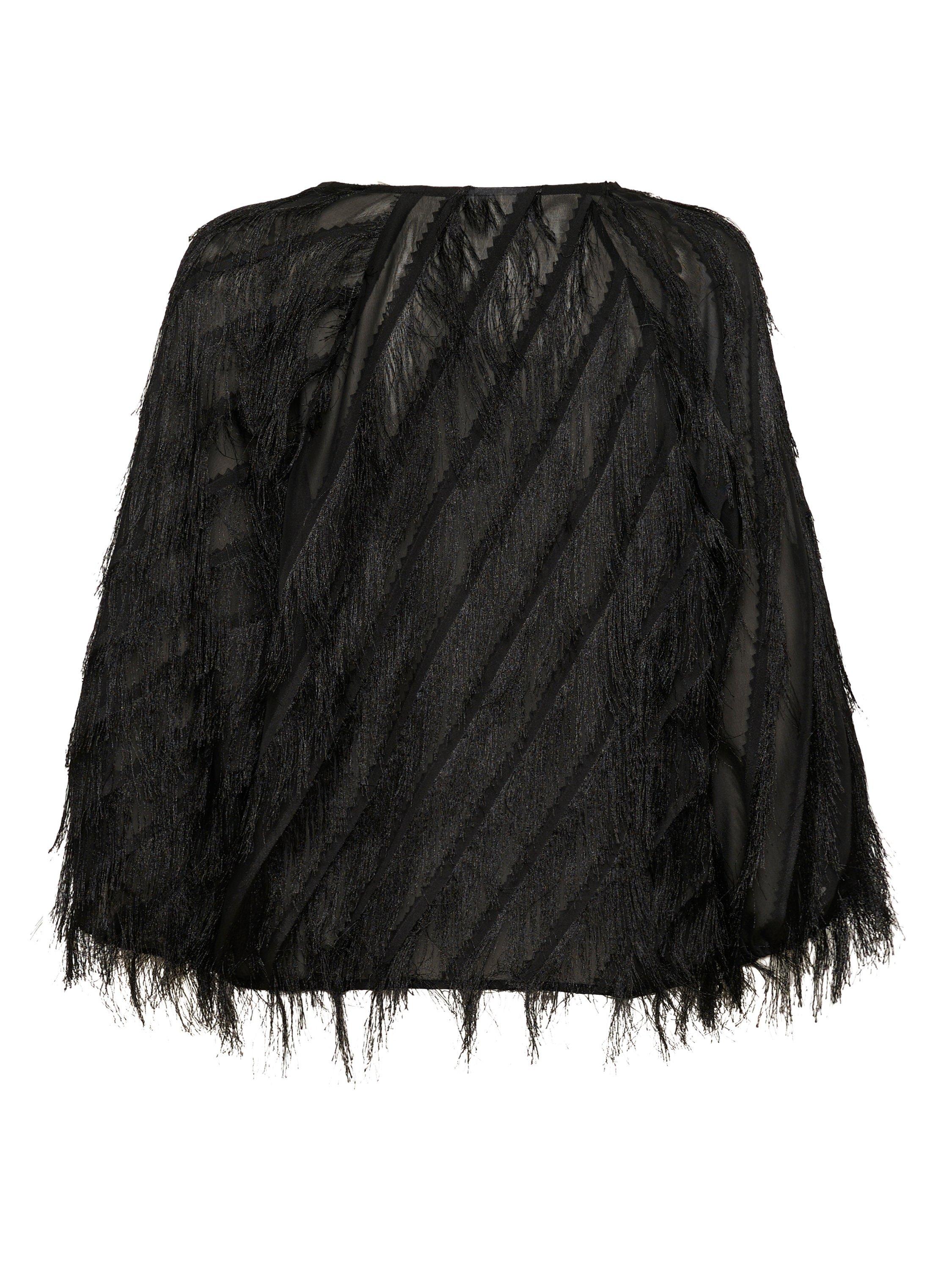 Product image 6 of 6, which shows Saint Tropez Nancy V-Neck Textured Blouse, Black, S