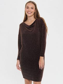 Saint Tropez Noella Cowl Neck Polka Dot Mini Dress, Fudge, Fudge