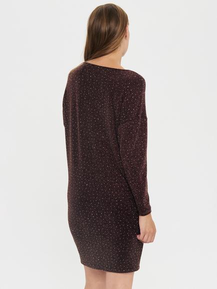 Saint Tropez Noella Cowl Neck Polka Dot Mini Dress, Fudge - view 2, Fudge