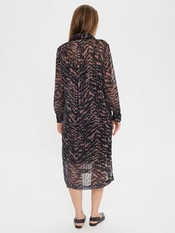 Saint Tropez Nesta Animal Print Midi Shirt Dress, Black Shifted Stroke - view 2, Black Shifted Stroke