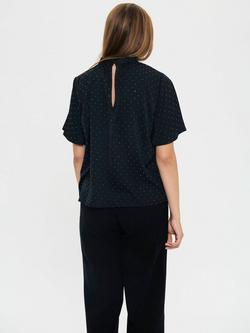 Saint Tropez Naileen Short Sleeve Polka Dot Blouse, Black - view 2, Black