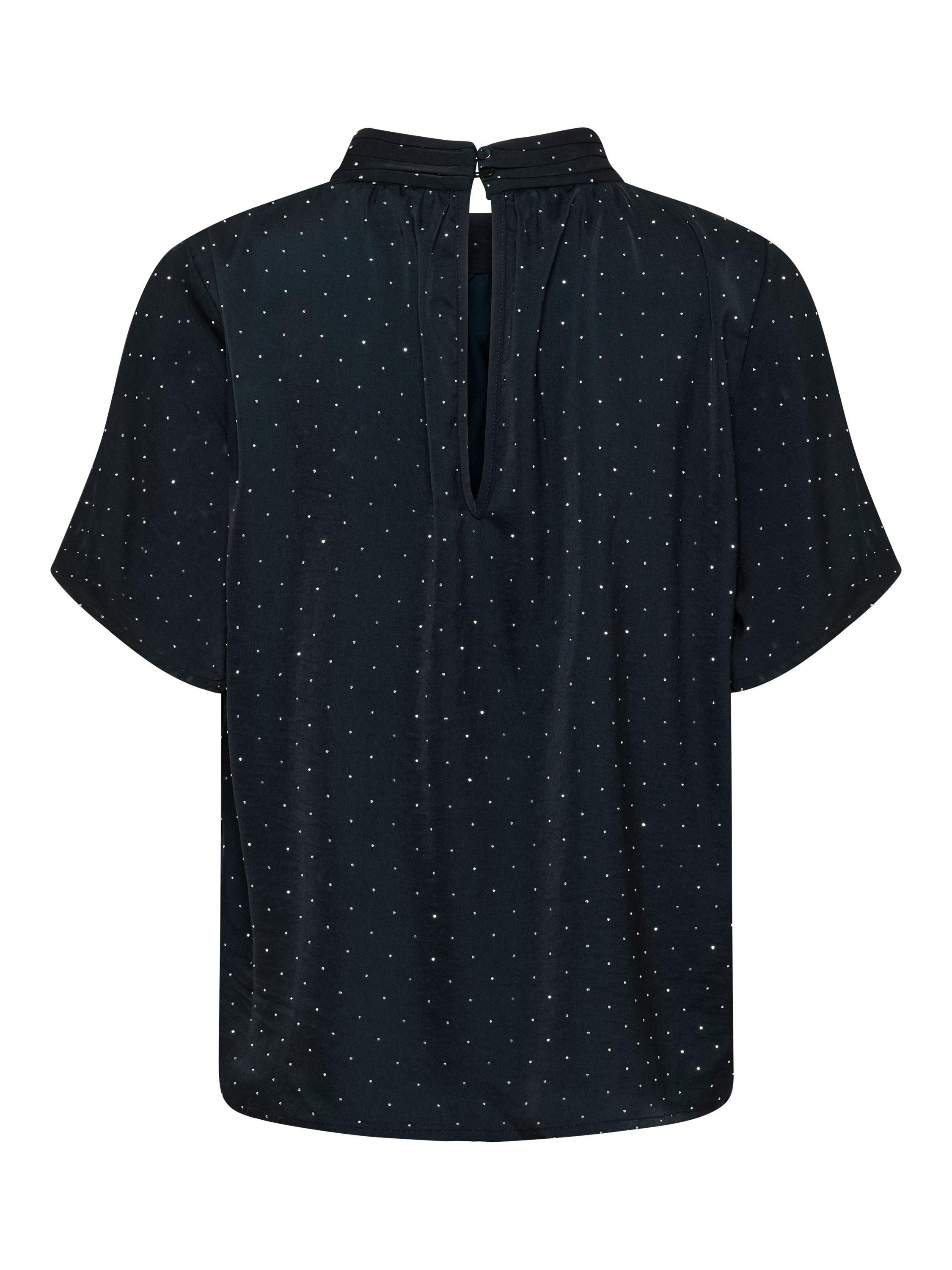 Product image 6 of 6, which shows Saint Tropez Naileen Short Sleeve Polka Dot Blouse, Black, XS