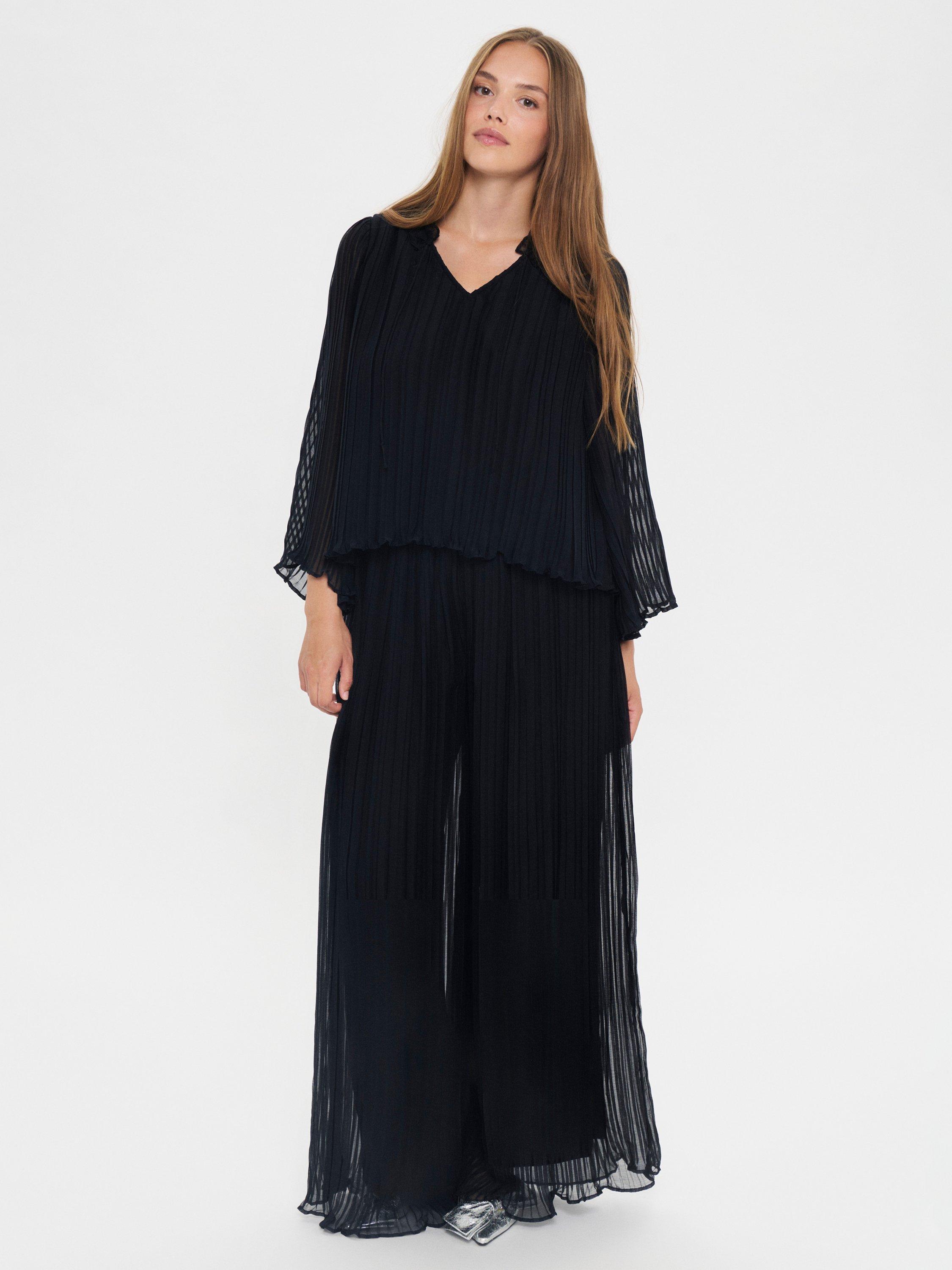 Product image 3 of 6, which shows Saint Tropez Noella V-Neck Blouse, Black, XS