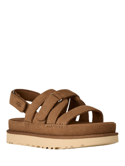 UGG Goldenstar Gleam Suede Strappy Sandals, Chestnut - view 2, Chestnut