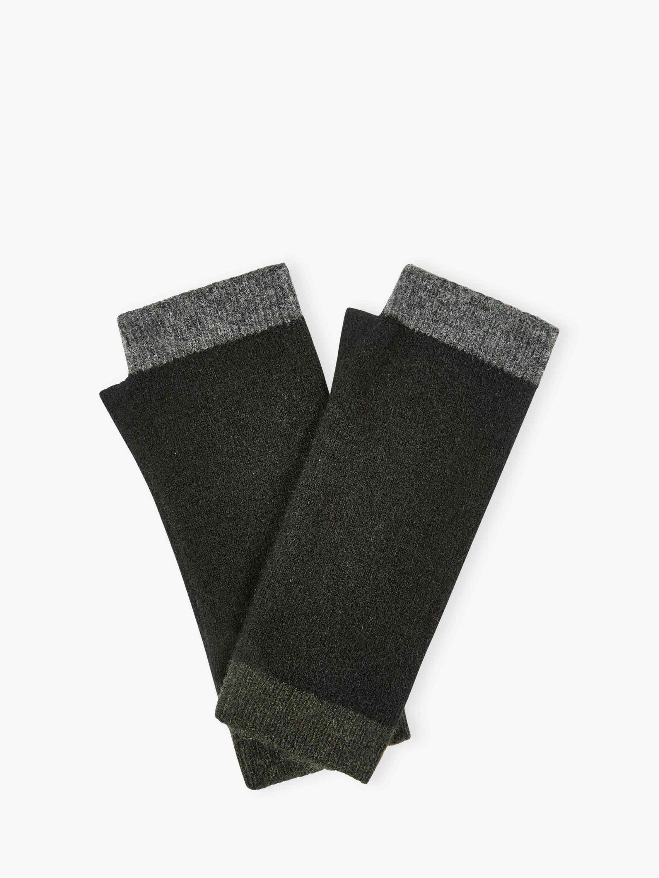 Product image 1 of 2, which shows Brora Alpaca Blend Colour Block Wristwarmers, Black, One Size
