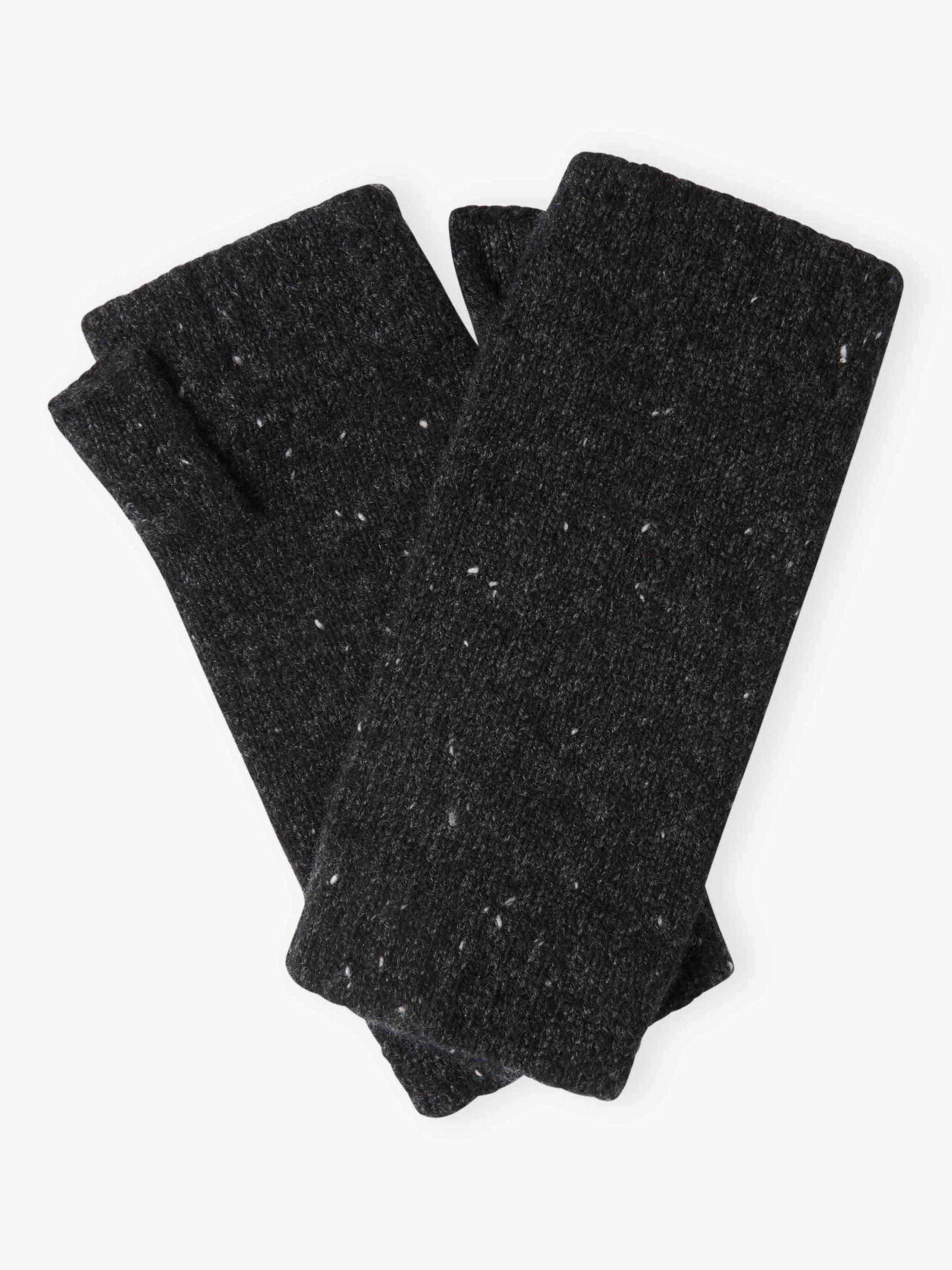 Product image 1 of 2, which shows Brora Cashmere Donegal Wristwarmers, Charcoal, One Size