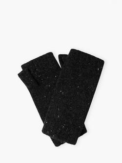 Brora Cashmere Donegal Wristwarmers, Charcoal, Charcoal