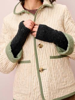 Brora Cashmere Donegal Wristwarmers, Charcoal - view 2, Charcoal