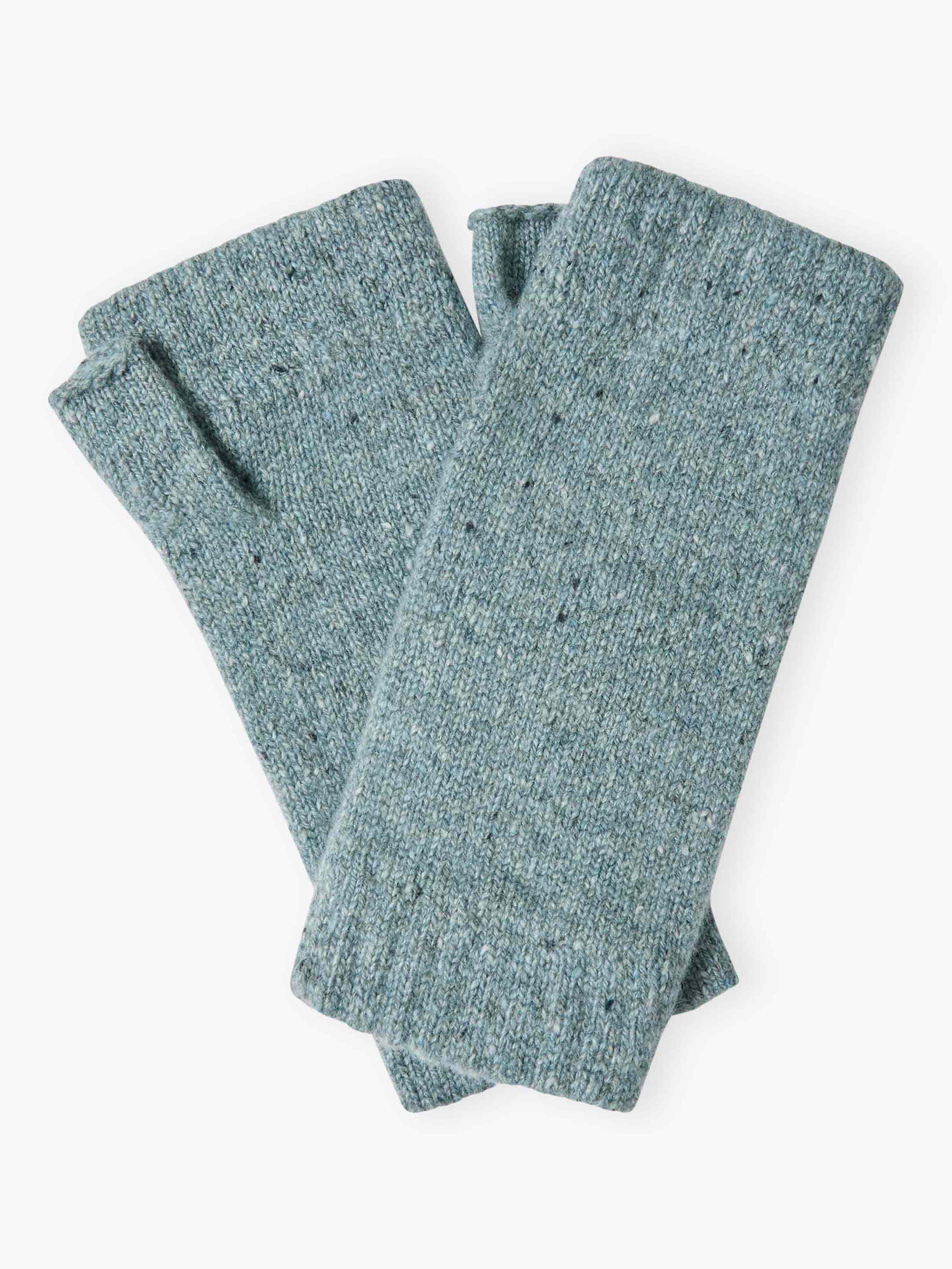 Product image 1 of 2, which shows Brora Cashmere Donegal Wristwarmers, Mercury, One Size
