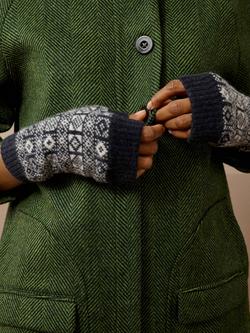 Brora Cashmere Geometric Wristwarmers - view 2, Midnight