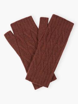 Brora Cashmere Cable Wristwarmers, Conker, Conker