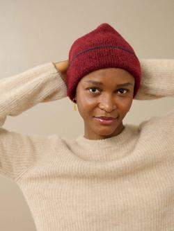 Brora Alpaca Blend Beanie Hat, Hawthorn - view 2, Hawthorn