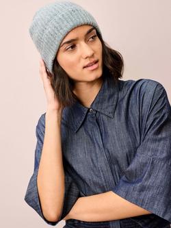 Brora Cashmere Donegal Ribbed Hat, Mercury - view 2, Mercury