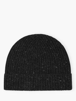 Brora Cashmere Donegal Ribbed Hat, Charcoal, Charcoal