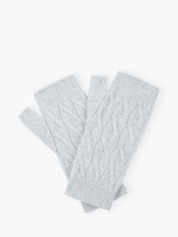 Brora Cashmere Cable Wristwarmers, Pearl, Pearl