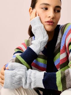 Brora Cashmere Cable Wristwarmers, Pearl - view 2, Pearl