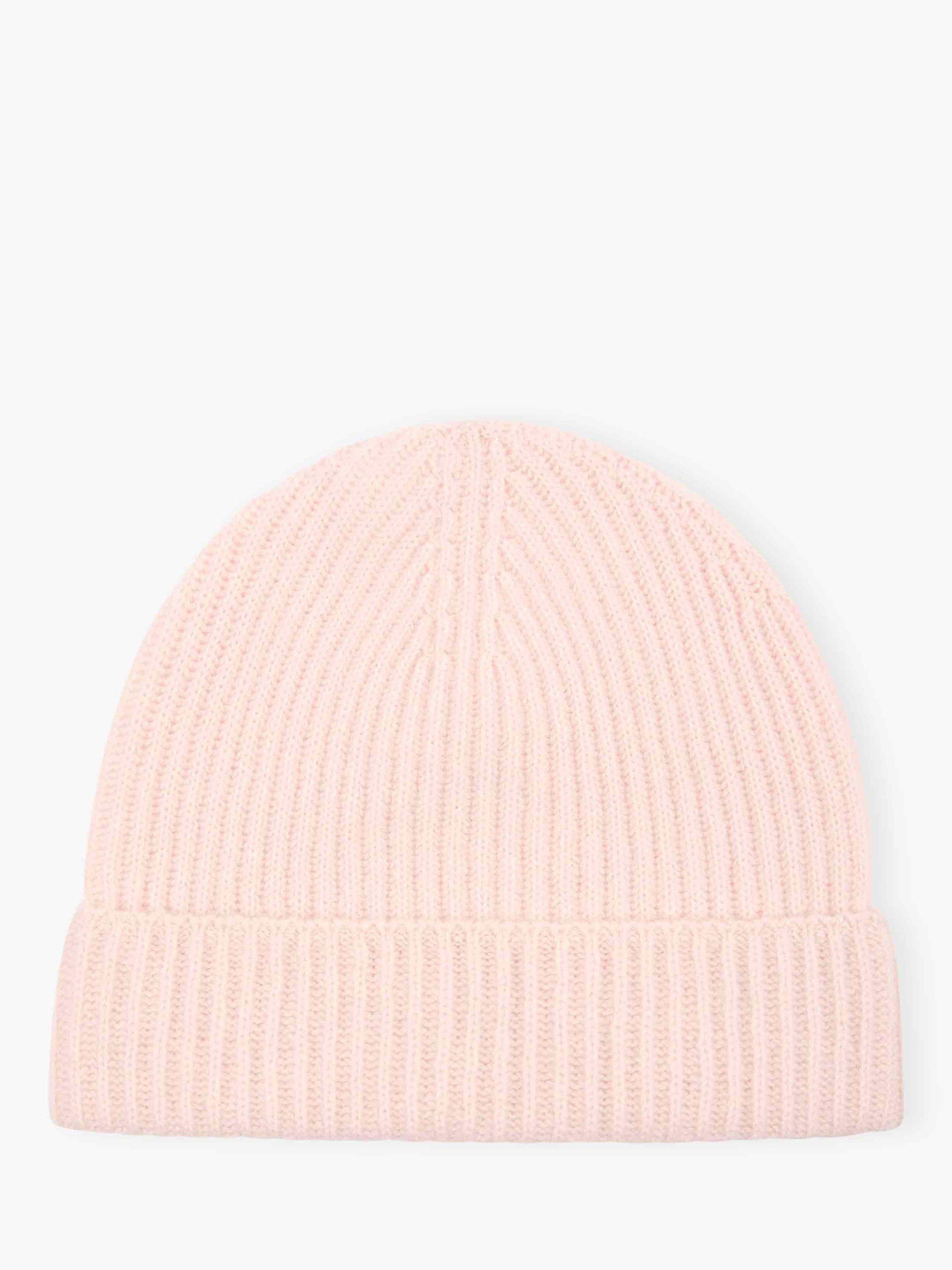 Product image 1 of 2, which shows Brora Cashmere Rib Hat, Rosewater, One Size