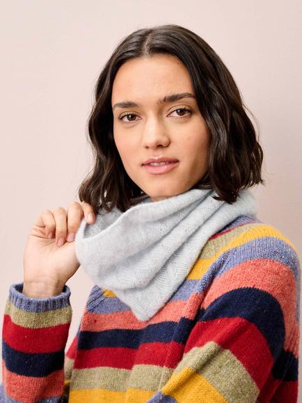 Brora Cashmere Cable Snood, Pearl - view 2, Pearl