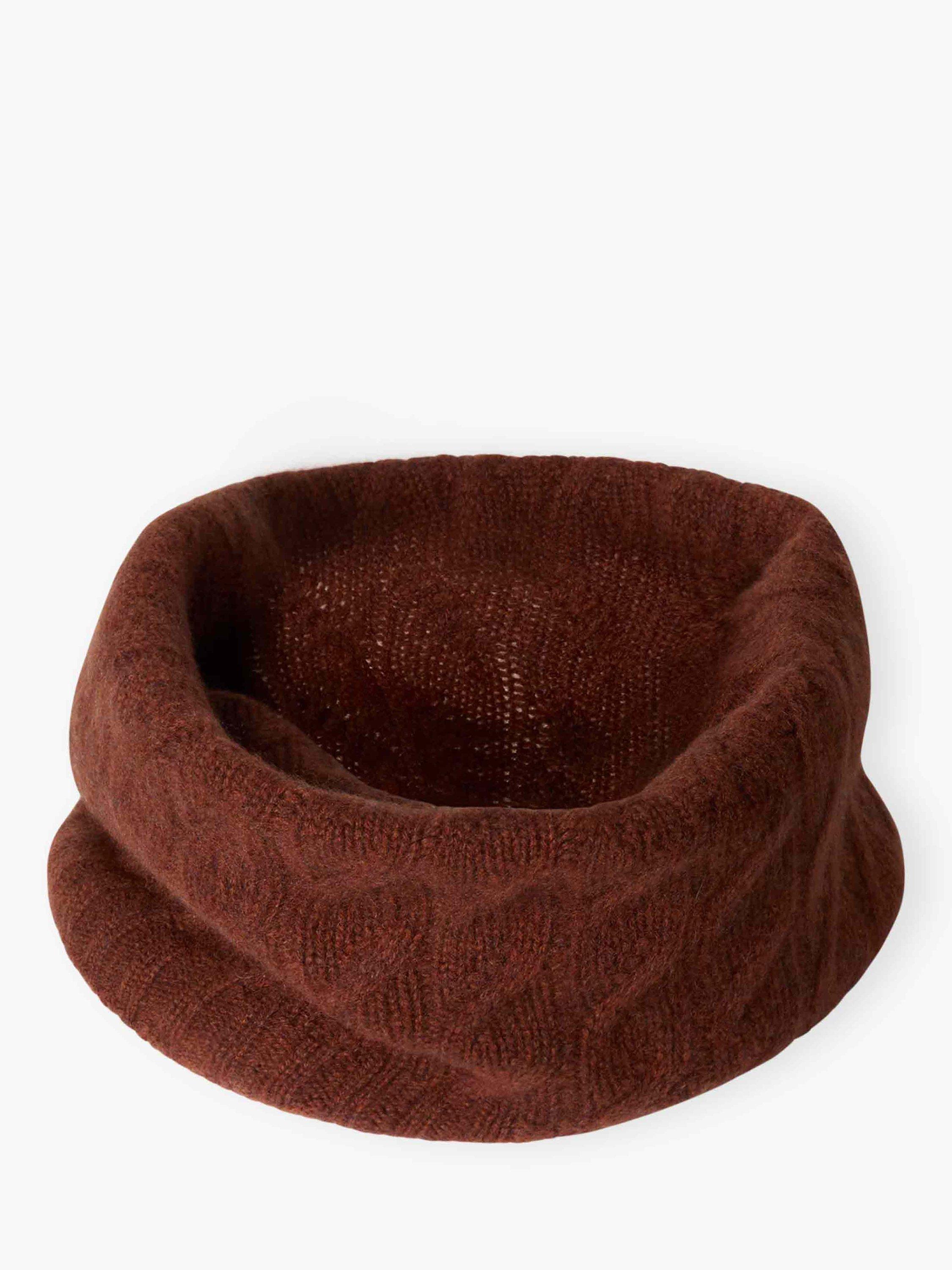 Product image 1 of 2, which shows Brora Cashmere Cable Snood, Conker, One Size