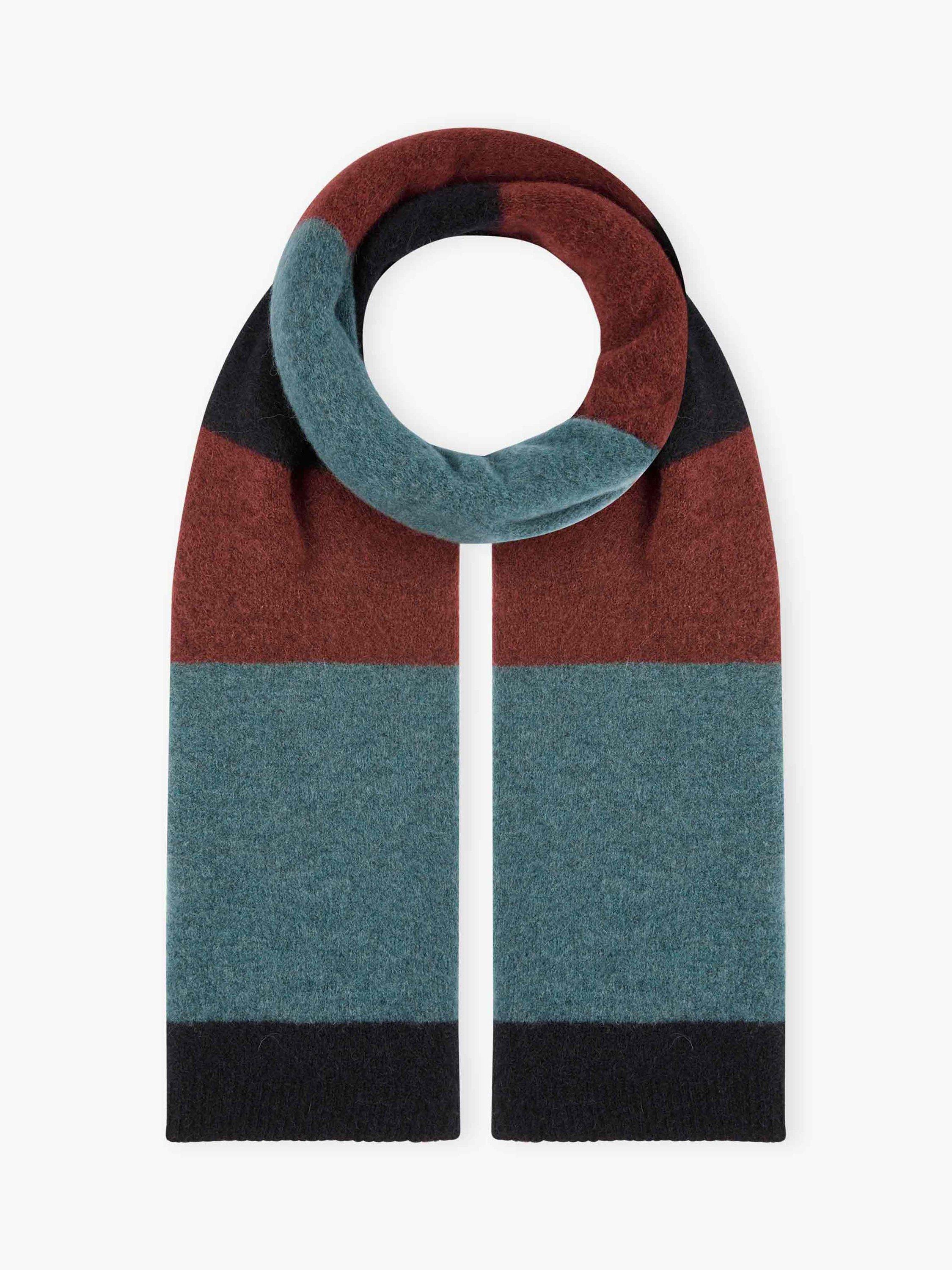 Product image 1 of 2, which shows Brora Alpaca Blend Colour Block Scarf, Ink, One Size