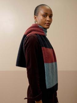 Brora Alpaca Blend Colour Block Scarf, Ink - view 2, Ink