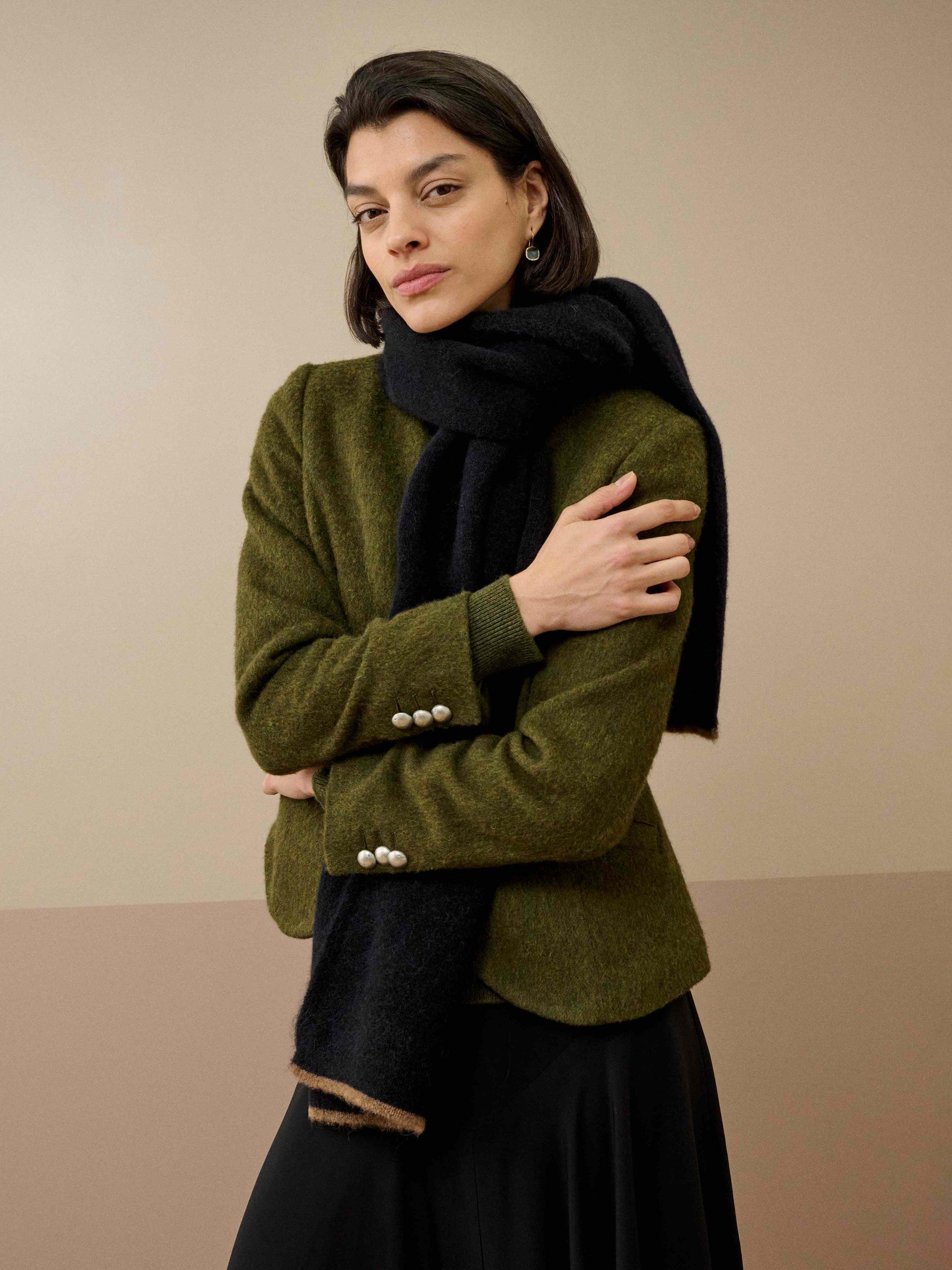 Product image 2 of 2, which shows Brora Alpaca Blend Scarf, Ink, One Size