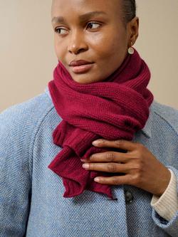 Brora Cashmere Knitted Scarf - view 2, Mulberry