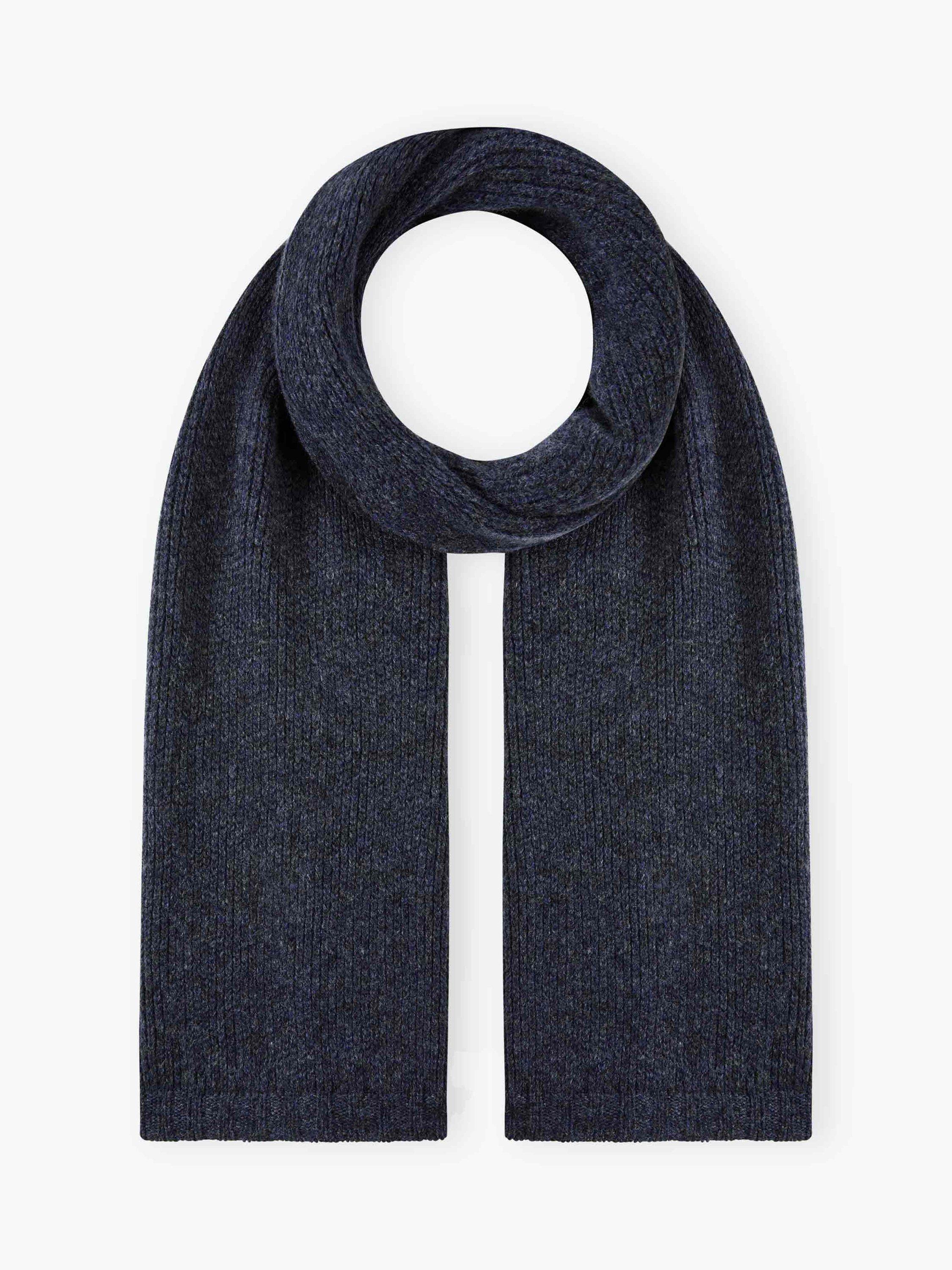 Product image 1 of 2, which shows Brora Cashmere Knitted Scarf, Steel, One Size