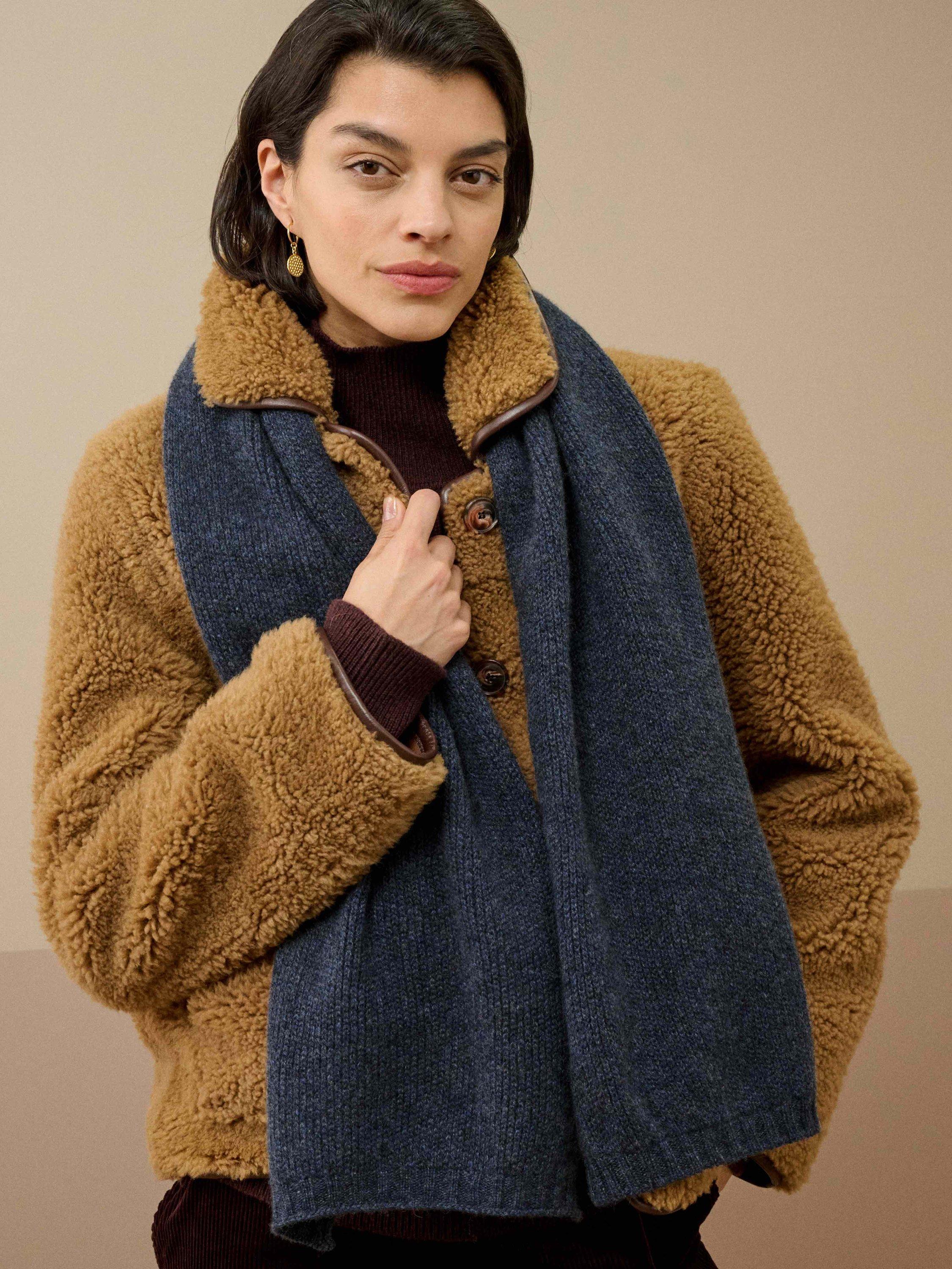 Product image 2 of 2, which shows Brora Cashmere Knitted Scarf, Steel, One Size