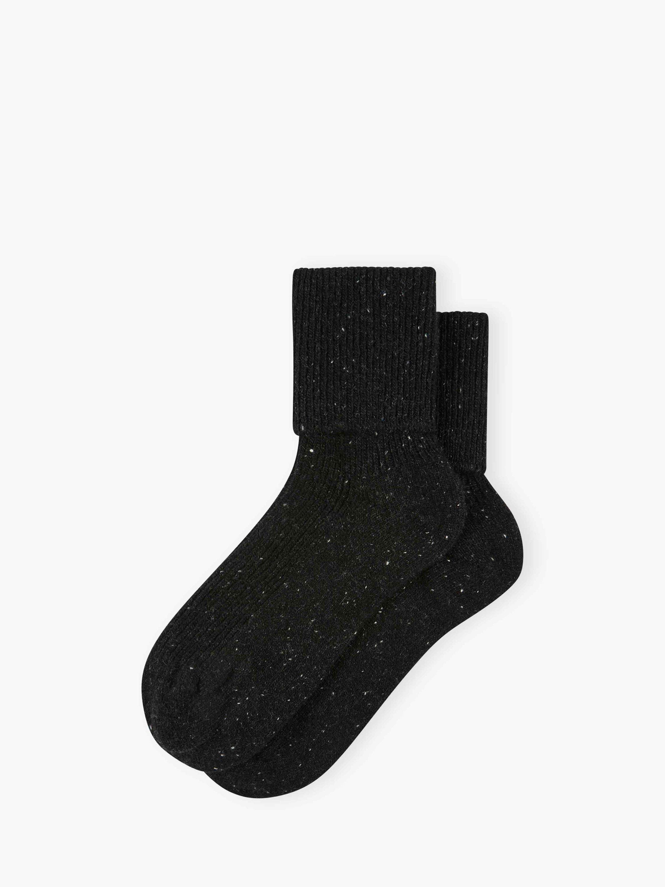 Product image 1 of 2, which shows Brora Cashmere Donegal Socks, Charcoal, 4-5