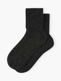 Brora Cashmere Donegal Socks, Charcoal, Charcoal