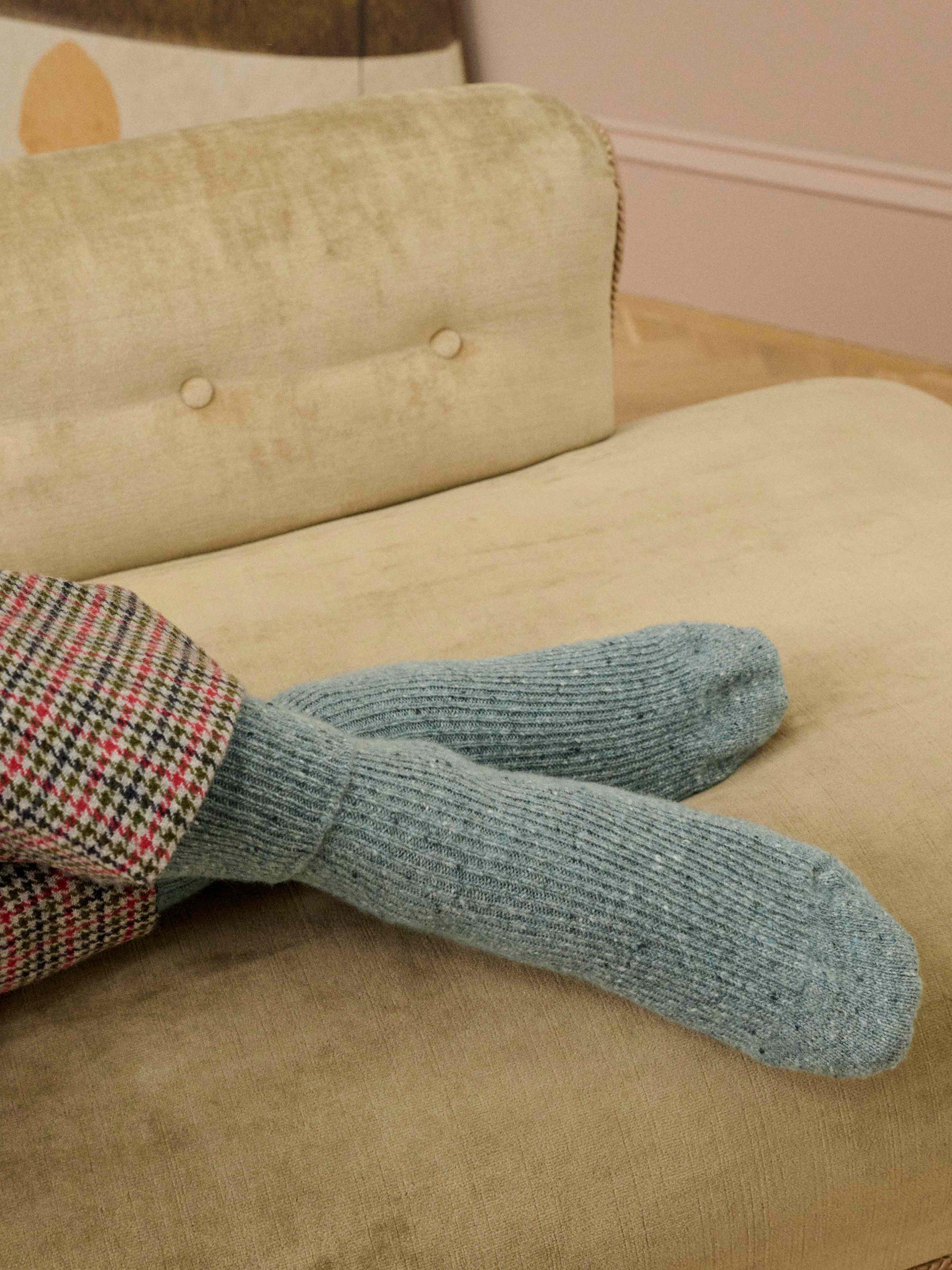 Product image 2 of 2, which shows Brora Cashmere Donegal Socks, Mercury, 4-5