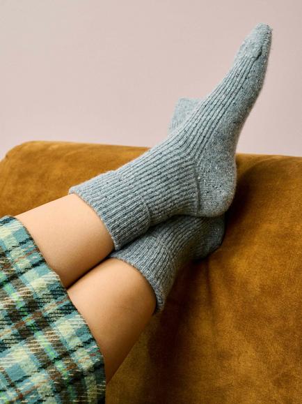 Brora Cashmere Donegal Socks, Mercury - view 2, Mercury