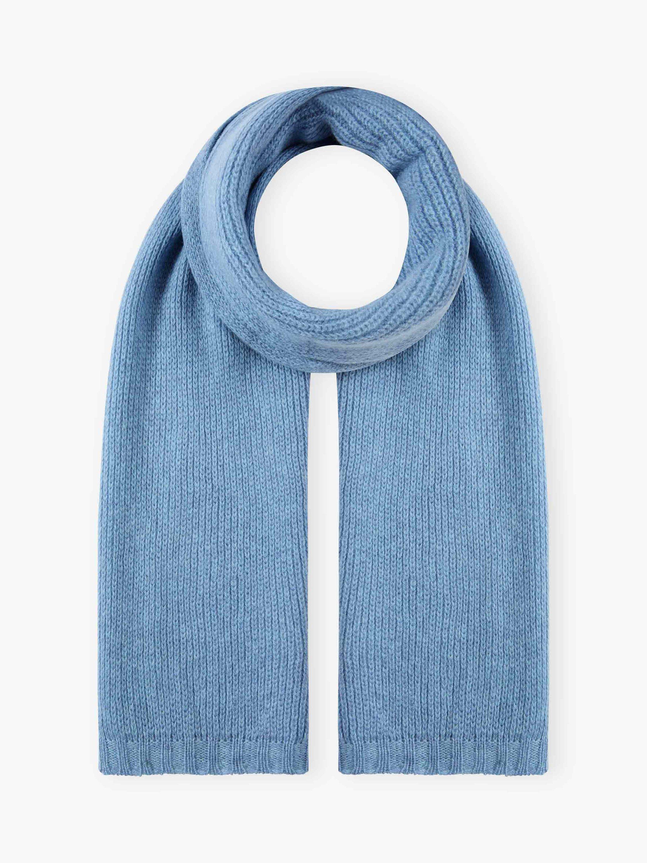 Product image 1 of 2, which shows Brora Cashmere Knitted Scarf, Wedgewood, One Size