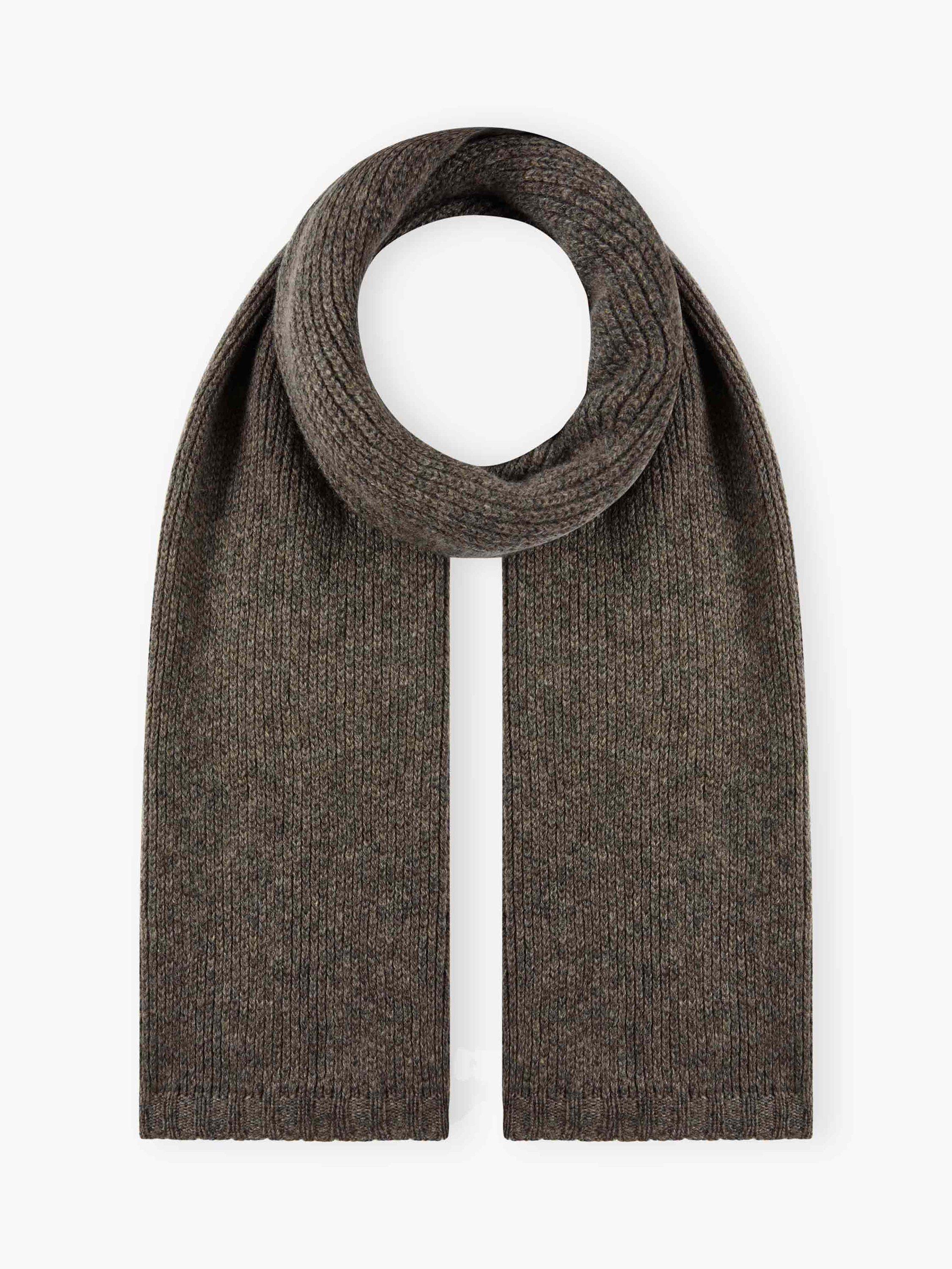 Product image 1 of 2, which shows Brora Cashmere Knitted Scarf, Mushroom, One Size