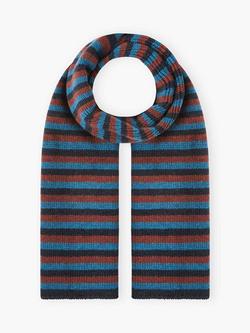 Brora Cashmere Stripe Scarf, Conker/Jay