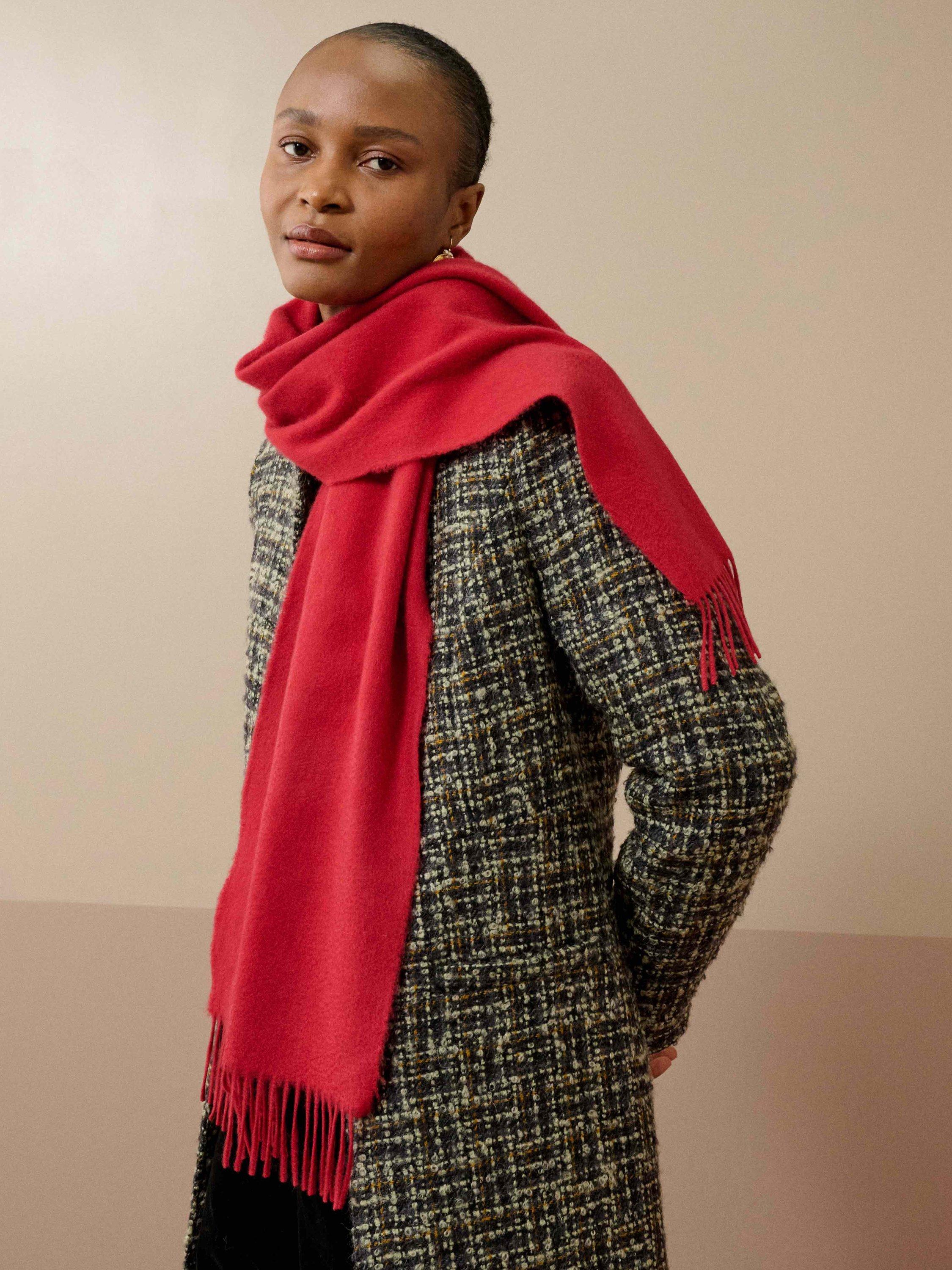 Product image 2 of 2, which shows Brora Cashmere Scarf, Garnet, One Size