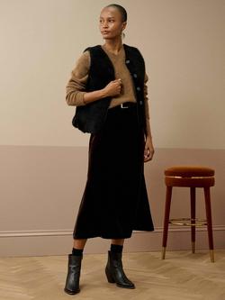 Brora Silk Bias Cut Velvet Skirt, Fudge