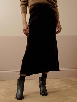 Brora Silk Bias Cut Velvet Skirt - view 2, Fudge