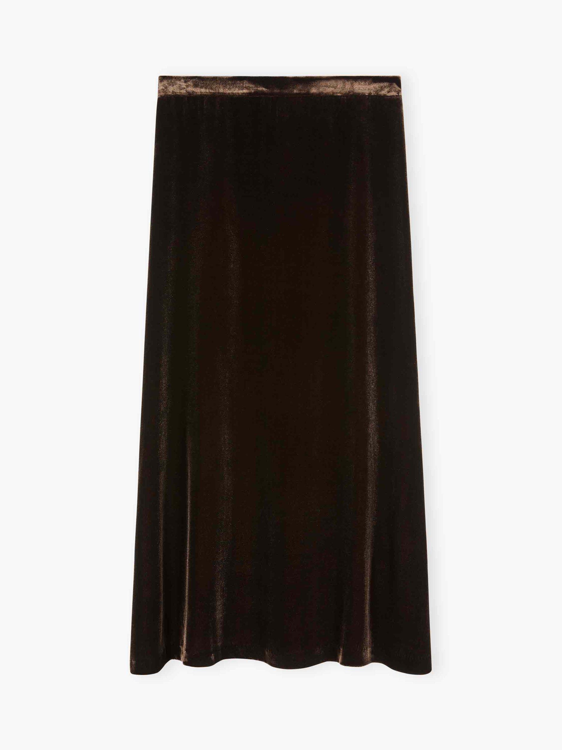 Product image 5 of 5, which shows Brora Silk Bias Cut Velvet Skirt , Fudge, 6