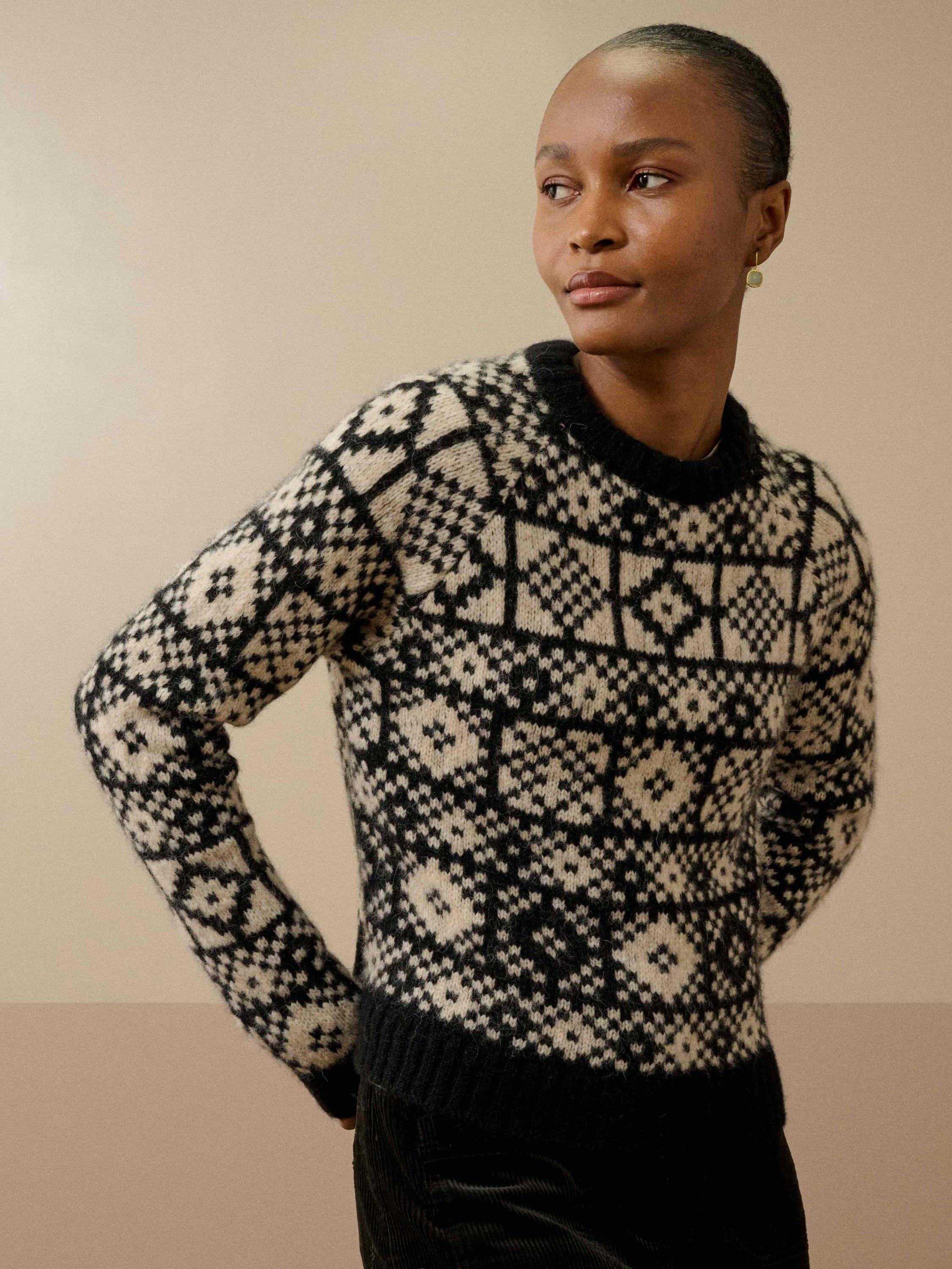 Brora Alpaca Blend Geometric Folk Fair Isle Jumper