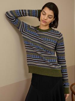 Brora Cashmere Fair Isle Round Neck Jumper, Sorrel, Sorrel