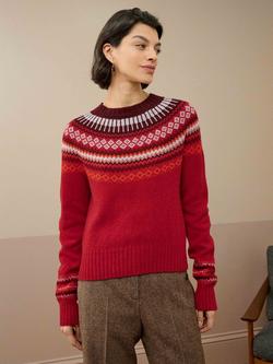Brora Supersoft Lambswool Fair Isle Yoke Jumper, Flame