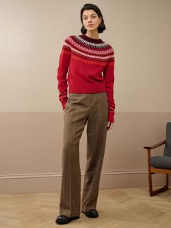 Brora Supersoft Lambswool Fair Isle Yoke Jumper - view 2, Flame