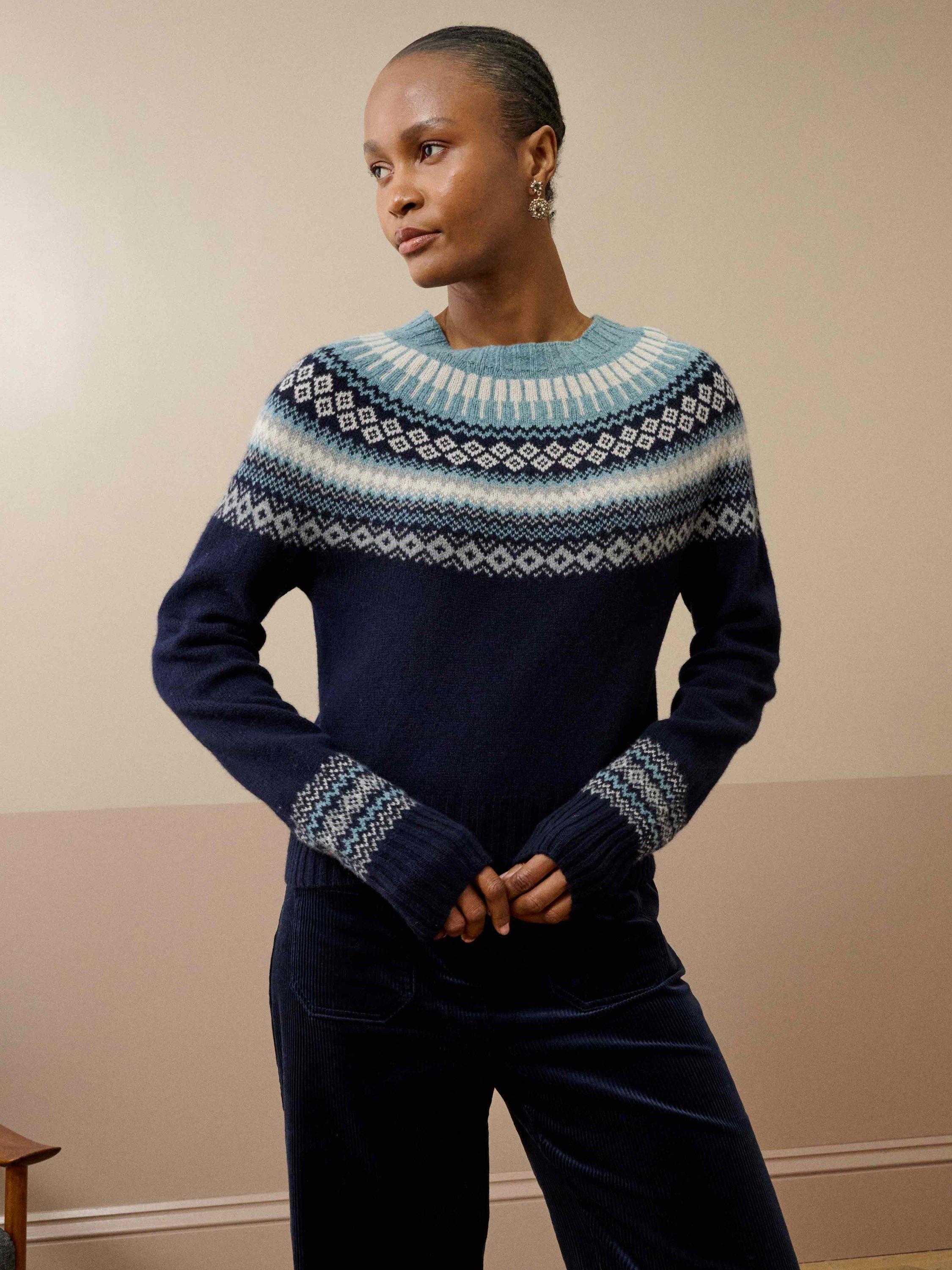 Brora Supersoft Lambswool Fair Isle Yoke Jumper